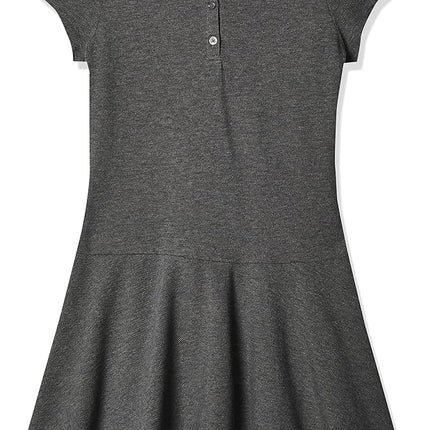 The Children's Place Girls Short Sleeve Picque Polo Dress, Heather Grey, Large