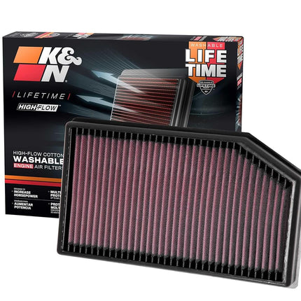 K&N Replacement air filter compatible with Jeep Wrangler JL 2.0 & 3.6 2018- (33-5076)