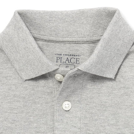 The Children's Place Polo piqué à manches longues pour bébé garçon, gris clair uni, 9-12 mois