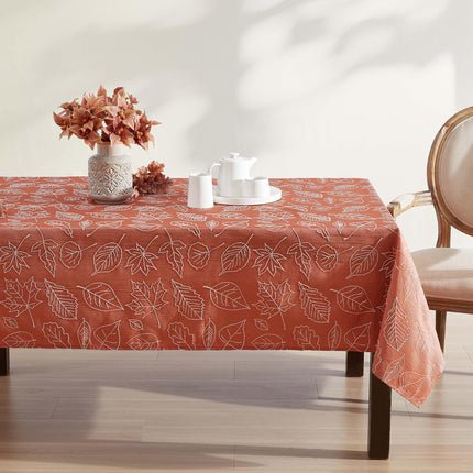 Laura Ashley Tablecloth Raised Woven Embroidered Jacquard Fabric, Wrinkle Resistant for Dining, Holiday, Party, Wedding or Banquet, 60" x 84", Maple Spice