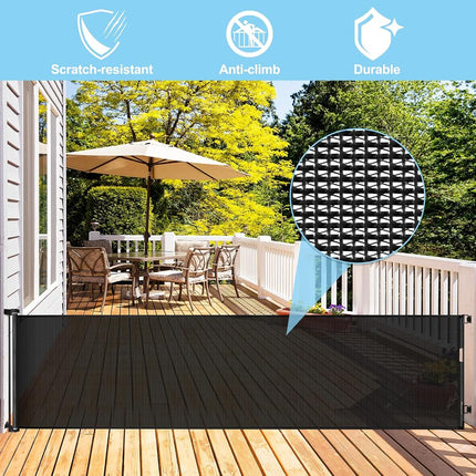 WOMHOM 120 Inch Extra Wide Baby Gate for Large Opening Retractable Gates Doorway Long Dog The House Outdoor Adjustable Pet Dogs Indoor Mesh Child (Black), 35'' Tall x 120'' (WJTD-606)