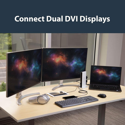 StarTech USB-A Dual DVI Dock, VGA & HDMI Adapters, 5x USB 3.0, GbE, Audio