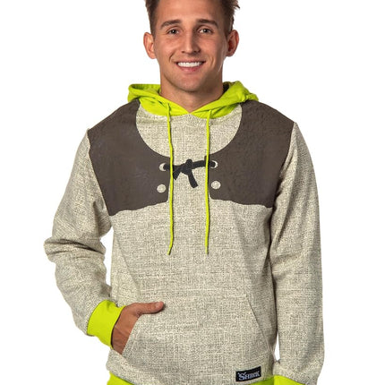 Sudadera con capucha y disfraz de Shrek de Bioworld con orejas 3D de trompeta en la capucha, color marrón, talla XXL