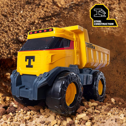 Basic Fun Tonka Next Gen Mighty Dump Truck – Heavy-Duty Steel Construction Vehicle with Working Dump Bed, Mega Wheels & Tow Hooks – Tonka Tough for Outdoor Play