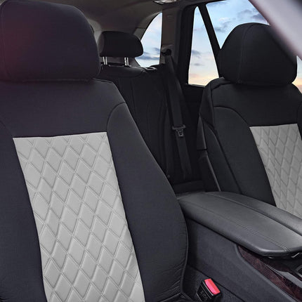 FH GROUP Car Seat Covers Front Set Neosupreme - Car Seat Cover for Low Back Seats with Removable Headrest, Universal Fit, Automotive Seat Covers, Airbag Compatible, Car Seat Cover for SUV Gray/Black