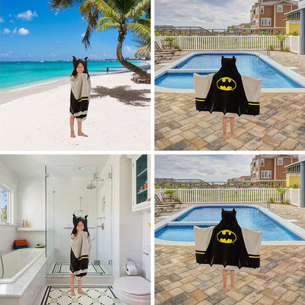 Franco Batman Kids Bath/Pool/Beach Super Soft Cotton Terry Hooded Towel Wrap, 24" x 50"