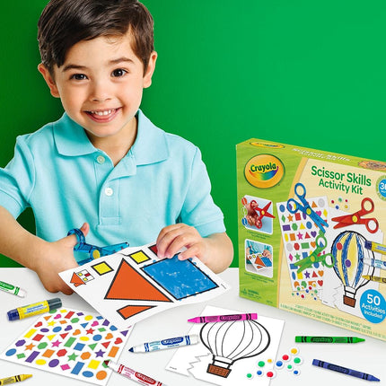 CRAYOLA Toddler Scissor Skills Activity Kit, 3 Count Safety Scissors and Craft Supplies, Gift for Kids, Ages 3, 4, 5