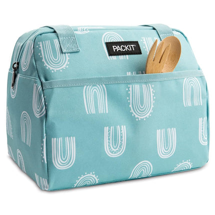 PackIt Freezable Hampton Tote Bag - Insulated Picnic Lunch Cooler Bag for Travel & On-The-Go, Gel-Lined Walls Chill Meals & Drinks for Hours, Comfortable Shoulder Straps, Zip Closure. Desert Arch Blue