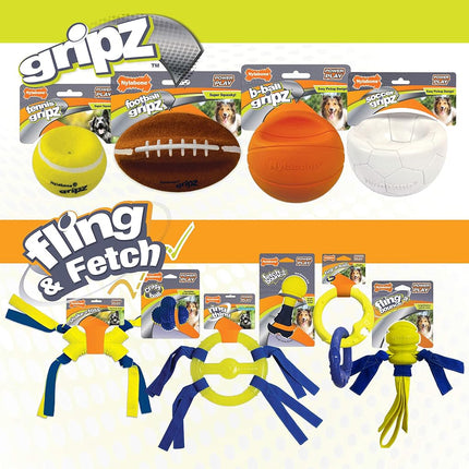 Nylabone Power Play Gripz Dog Soccer Ball Toy with Easy Pickup Design Medium - 5.5 in.