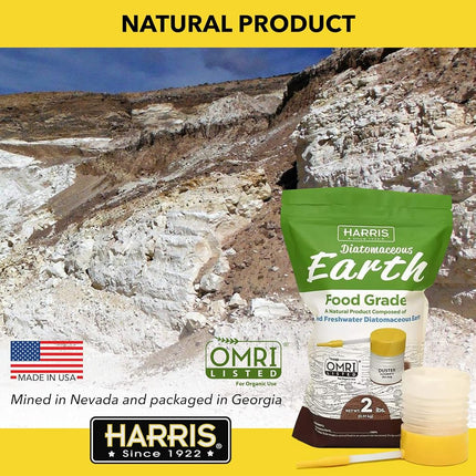 HARRIS DE-FG2P Diatomaceous Earth Food Grade, 2 Lb with Included in the Bag, White
