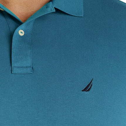 Nautica Men's Classic Fit Short Sleeve Solid Soft Cotton Polo Shirt, Cargo Blue, 5X