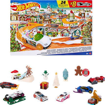 Hot Wheels Advent Calendar, 8 Hot Wheels Cars and 
