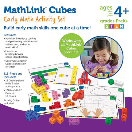 Learning Resources Early Math Mathlink Cube Activity Set, Assorted Colors, 115Piece, Ages 4+