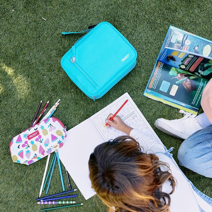 PackIt Freezable Classic Lunch Box, Teal, Built with ECOFREEZE Technology, Collapsible, Reusable, Zip Closure with Zip Front Pocket and Buckle Handle, Designed for Fresh Lunch On The Go
