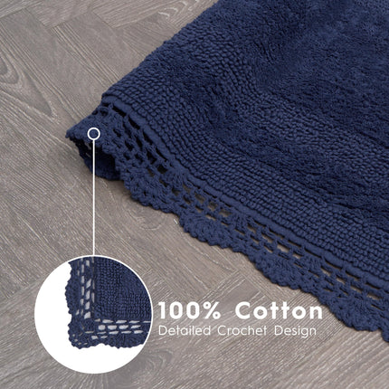 Laura Ashley Crochet Cotton 24x40 Bath Rug, Indigo