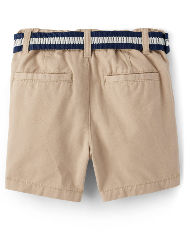 The Children's Place Baby Toddler Boys Belted Chino Shorts, Toast, 9-12 Months