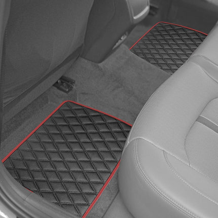 FH Group F12003BURGUNDY Universal Fit Diamond Pattern Faux Leather Beige Automotive Floor Mats fits most Cars, SUVs, and Trucks
