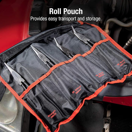 11" Long Reach Straight Pliers Set, 90° Bent Nose Pliers, 45° Bent Nose Pliers, 20° Bent Nose Pliers, 4Piece