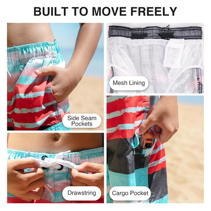 Kanu Surf Little Boys Reflection Swim Trunks, Aqua, Small (4)
