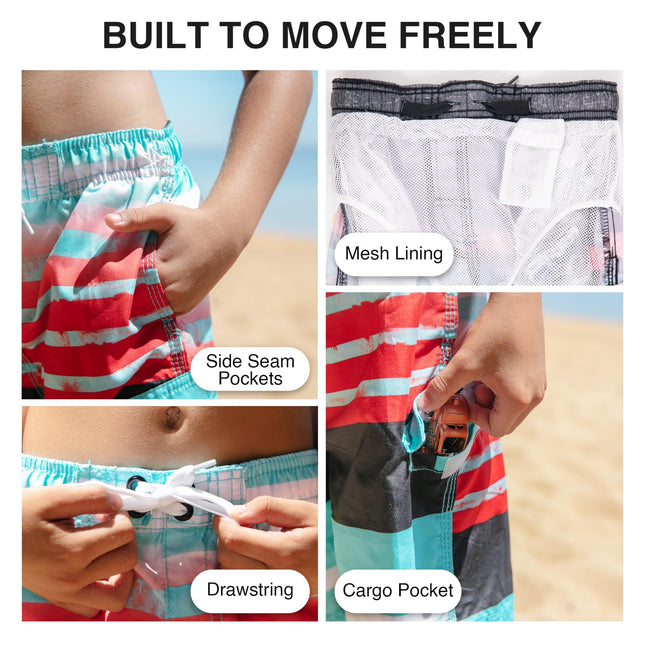 Kanu Surf Little Boys Reflection Swim Trunks, Aqua, Small (4)