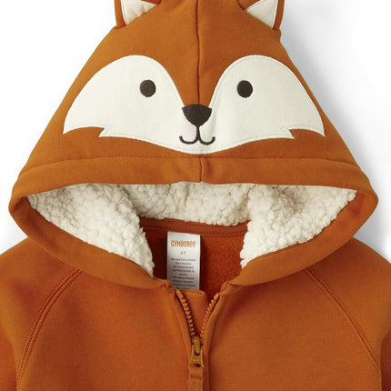Gymboree y Sudadera con Capucha y Cremallera de Manga Larga para Niños Pequeños, Zorro Amigable, 5T