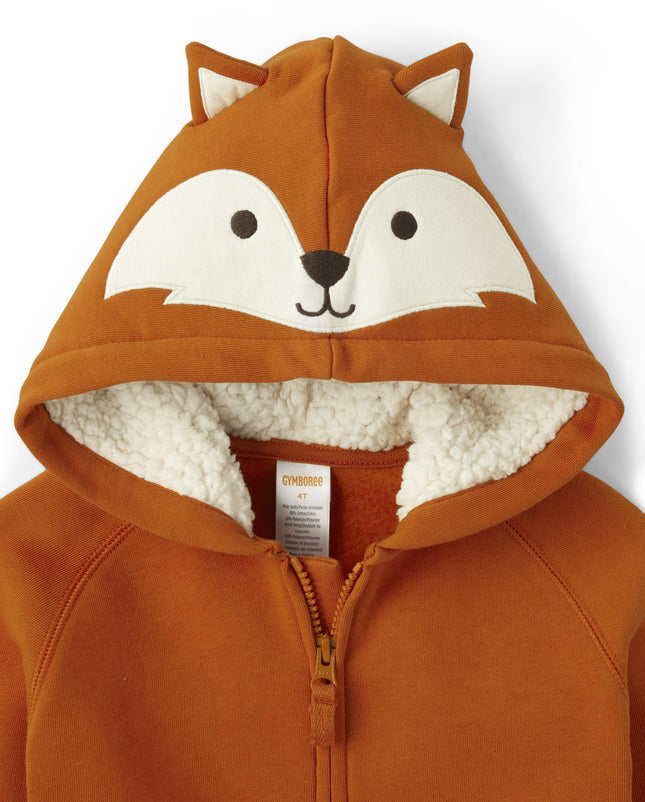 Gymboree y Sudadera con Capucha y Cremallera de Manga Larga para Niños Pequeños, Zorro Amigable, 5T
