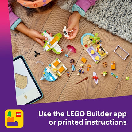 LEGO Friends 2in1 Creative Beach and Travel Suitcase Set for Kids, with a Plane Toy, 2 Mini Dolls, Dog & Dolphin Figures, Birthday Gift for 5 Plus Year Old Girls, Comes in a Handy Sorting Box 42672