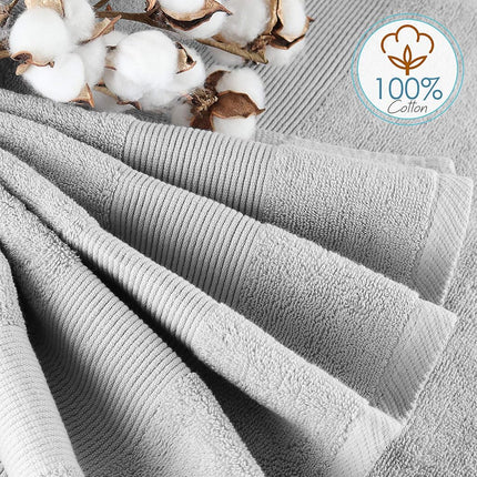 Hearth & Harbor 100% Ring Spun Cotton Bath Towels for bathroom - Luxury Bathroom Towels - Soft & Highly Absorbent Bath Towels Set, 10 Piece Set (2 Bath Towels, 2 Hand Towels, 6 Washcloths) - Silver
