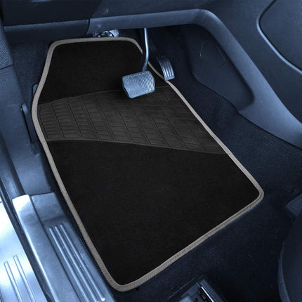 FH Group - F14503-GRAY F14503 Gray Color-Trimmed Liners Non-Slip Car Floor Mats with Rubber Heel Pad – Full Set