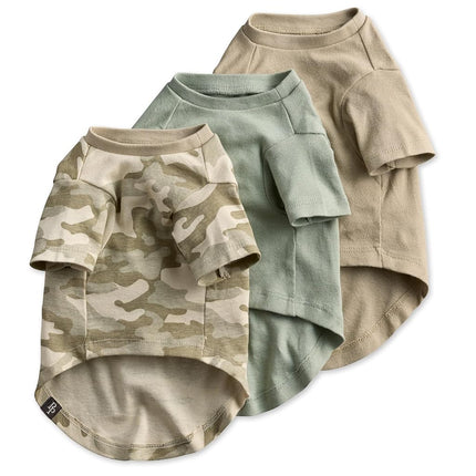 Pet Passion Toby II Dog T-Shirt, 3 Pack, Sage Camo