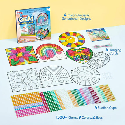 Klever Kits Window Art Making Kits Suncatcher 4Pcs, Gem Painting Kits, Suncatcher Art and Crafts for Kids 5 6 + Years