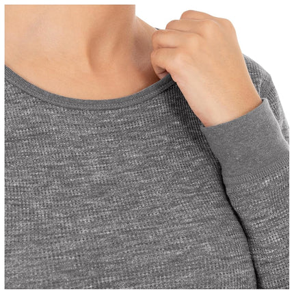 Fruit of the Loom Women's Micro Waffle Premium Thermal Underwear Tee Shirt Pajama Top, Smoke Heather, X-Large