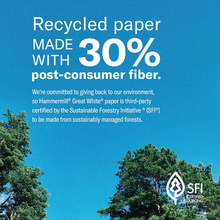 Hammermill Printer Paper, Great White 30% Recycled Paper, 11 x 17-1 Ream (500 Sheets) - 92 Bright, Made in the USA, 086750