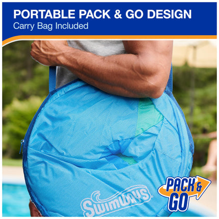 Sillón reclinable SwimWays Spring Float Premium XL para piscina, flotadores inflables de piscina para adultos con inflado rápido, portavasos y reposapiés, soporta hasta 136 kg, azul