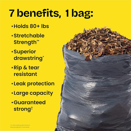 Glad Large Drawstring Trash Bags – ForceFlexPlus 30 Gallon Black Trash Bag - 50 Count