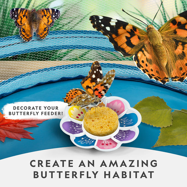 NATIONAL GEOGRAPHIC Butterfly Growing Kit - Butterfly Habitat Kit with Voucher to Redeem 5 Caterpillars ($10.95 S&H Not Included), Butterfly Cage, Feeder (Amazon Exclusive)