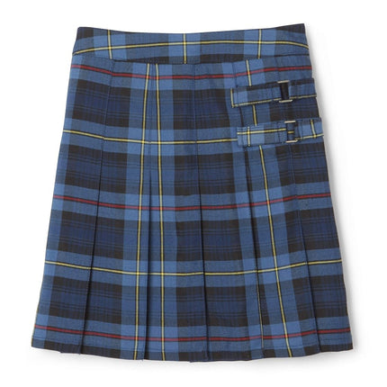 French Toast Girls' Adjustable Waist Two-tab Pleated-Front Scooter, Blue & Red Plaid, 6