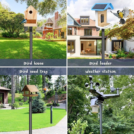 Gtongoko 80 Inch Bird House Pole Kit, Heavy Duty Adjustable Bird Feeder Pole for Outdoors with 5 Prongs Base, Universal Mounting Kit for Bird House and Bird Feeder, Black