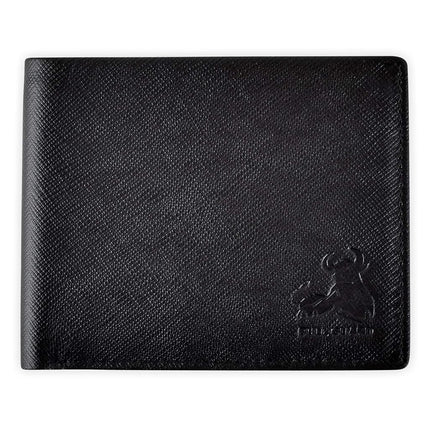 BULL GUARD Portefeuille en cuir pour homme, RFID, pliant, avec porte-cartes d'identité relevable, en cuir Saffiano noir