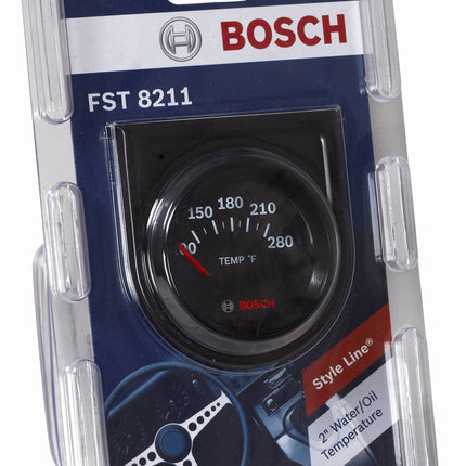Bosch SP0F000049 Style Line 2" Electrical Water/Oil Temperature Gauge (Black Dial Face, Black Bezel)