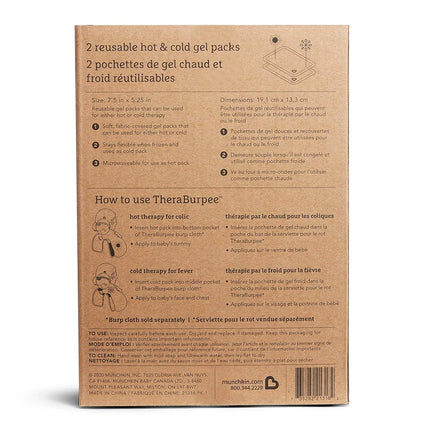 Munchkin® TheraBurpee 2 Pack Premium Hot & Cold Gel Pack for use with Colic & Fever Rescue Kit, Fabric-Covered, Reusable, Gray