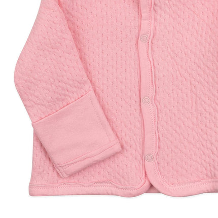 HonestBaby Baby Organic Cotton Matelasse Snap-Front Hooded Jacket - pink - 3-6 Months