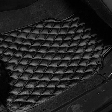 Automotive Floor Mats Black Luxury Universal Fit all season protection Heavy Duty Faux Leather fits most Cars, SUVs and Trucks (Diamond Design with High Tech 3D Anti-Slip Backing) FH Group F12002BLACK