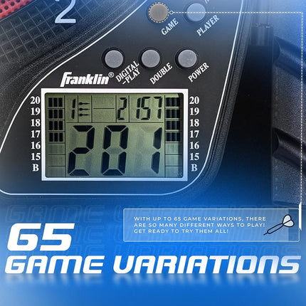 Franklin Sports Soft Tip Electronic Dartboard Set - Digital Scoreboard + Cabinet - Adult Soft Tip Darts Set (6 Darts Included) - FS3000