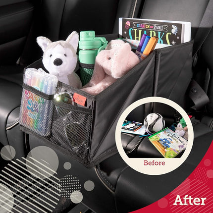 Lusso Gear Car Seat Organizer for Front or Backseat Great for Adults & Kids Featuring 8 Storage Compartments for Toys, Magazines, Tissues, Maps, Books, Documents, Games & More