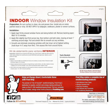 Frost King V73/3H Shrink Window Kit, Indoor, 42 x 62 in, 3 Pack