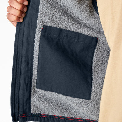 Dickies Mens Canvas High Pile Fleece Lined Vest, Rinsed Dark Navy, S