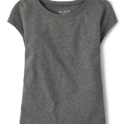 The Children's Place Girls Tee Shirt, Dk Gray 2-Pack, Large