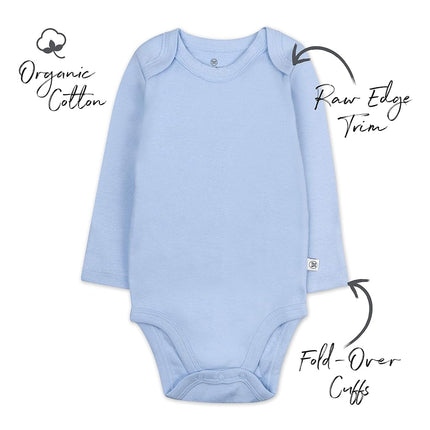 HonestBaby Baby Boys' 5-pack Long Sleeve Bodysuits One-piece 100% Organic Cotton for Infant Baby Boys', Unisex, Earthy Blues, 18 Months
