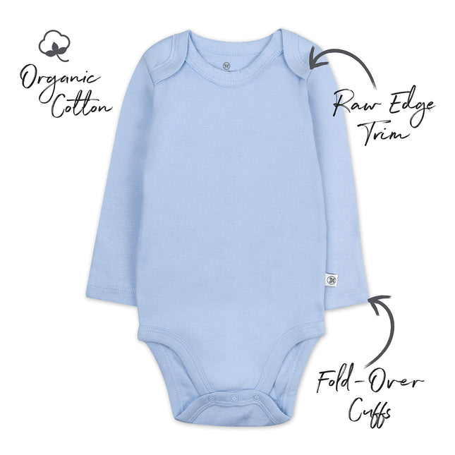 HonestBaby Baby Boys' 5-pack Long Sleeve Bodysuits One-piece 100% Organic Cotton for Infant Baby Boys', Unisex, Earthy Blues, 24 Months